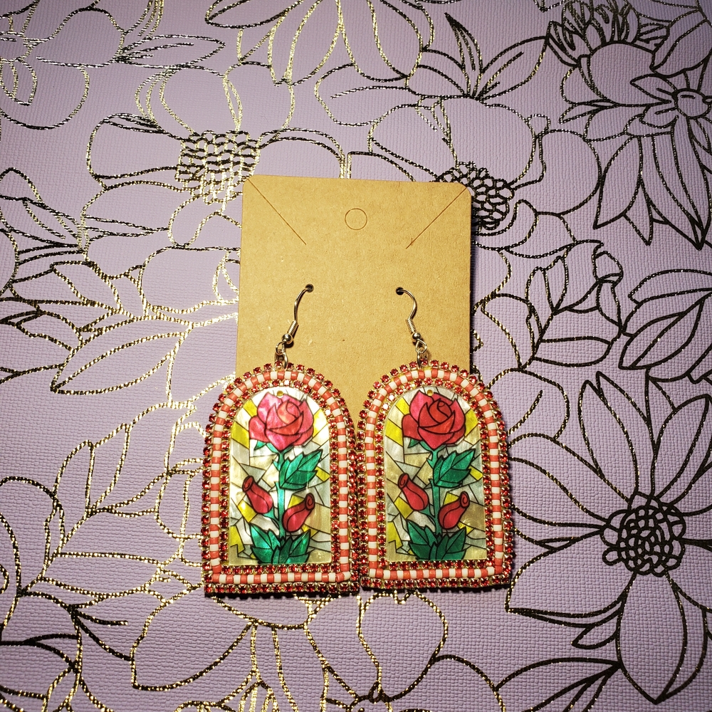 Handmade Beauty And The Beast Themed Beaded Earrings